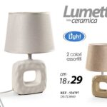 Lampada abat-jour lumetto ceramica tavolo comodino moderno bianco beige ass 24cm