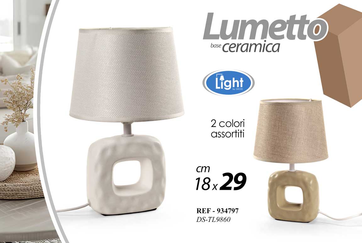 8025569934797 Lampada abat-jour lumetto ceramica tavolo comodino moderno bianco beige ass 24cm - immagine 1