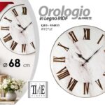 Orologio parete tondo effetto marmo numeri romani grande legno mdf soggiorno 68 cm