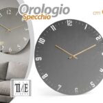 Orologio parete specchio moderno tondo grande grigio vetro salotto casa 60 cm