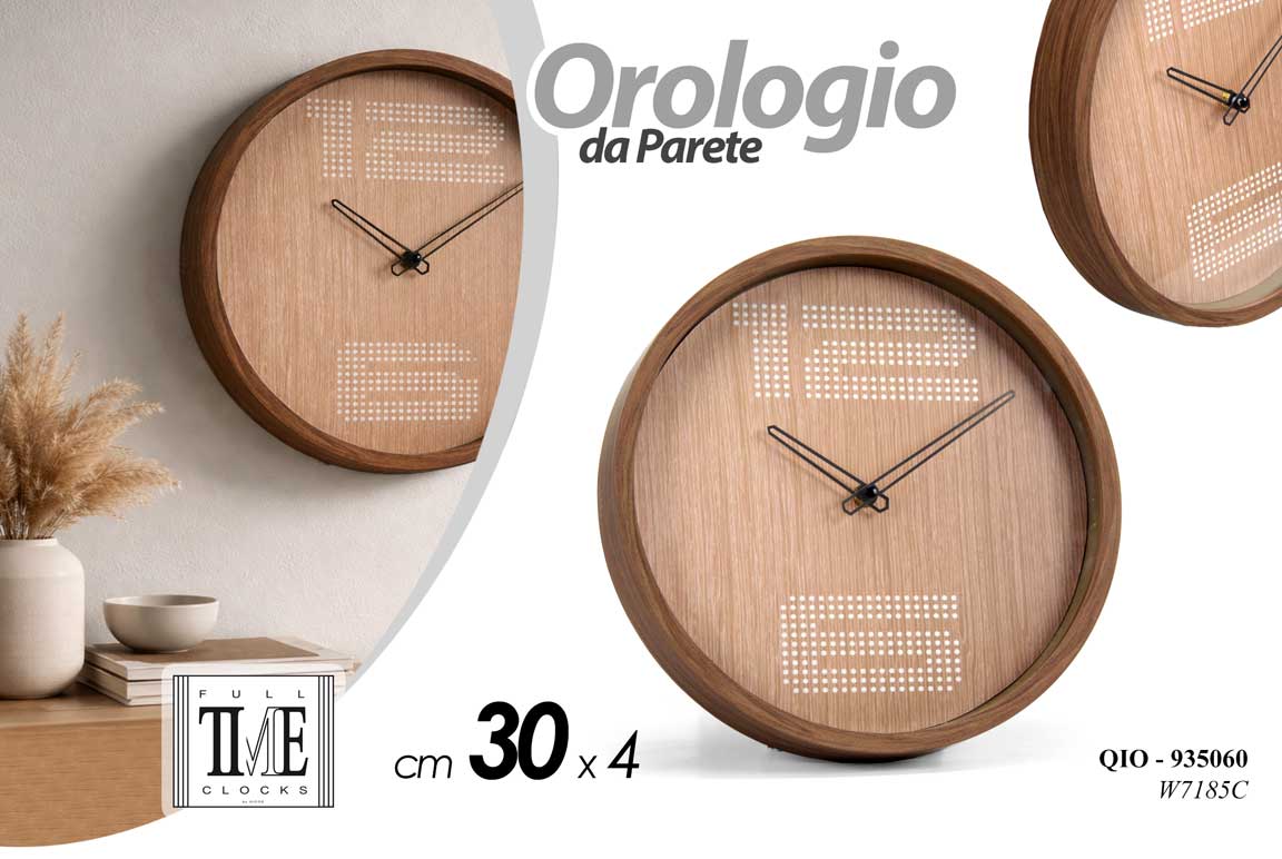 8025569935060 Orologio parete effetto legno tondo elegante moderno loft casa ufficio 30 cm - immagine 1