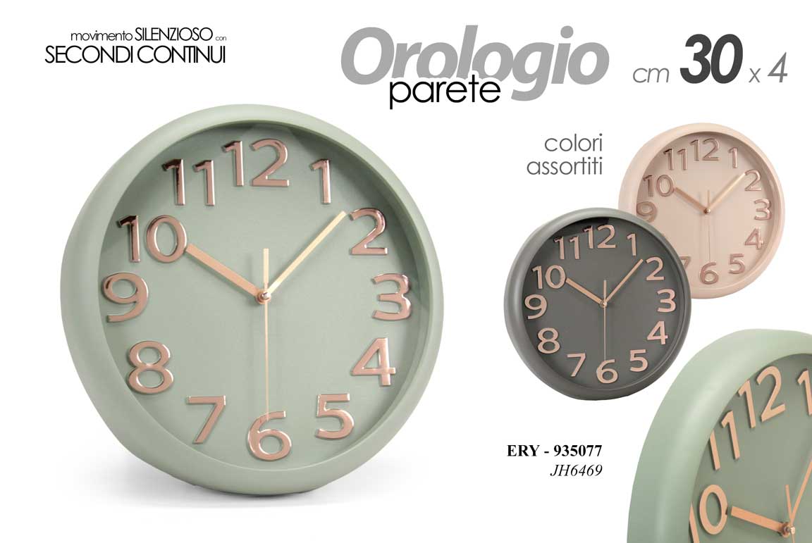 8025569935077 Orologio parete silenzioso tondo casa acrilico cucina ufficio color ass 30 cm - immagine 1