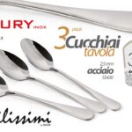 Set 3 cucchiai da tavola minestra posate acciaio inox classico moderno 20 cm