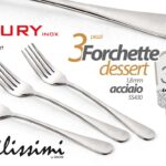 Set 3 forchettine dolce dessert posate acciaio inox classico moderno 15 cm