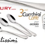 Set 3 cucchiaini caffè moka posate tavola acciaio inox classico moderno 11 cm