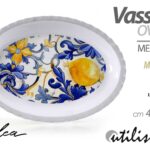 Vassoio ovale portata buffet catering melamina mediterraneo blu limoni 43*29*2