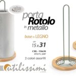 Porta rotolo cucina portascottex verticale carta metallo legno ass 31x15 cm