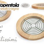 Sottopentola metallo legno tondo cucina protezione tavola moderno ass 18x1 cm