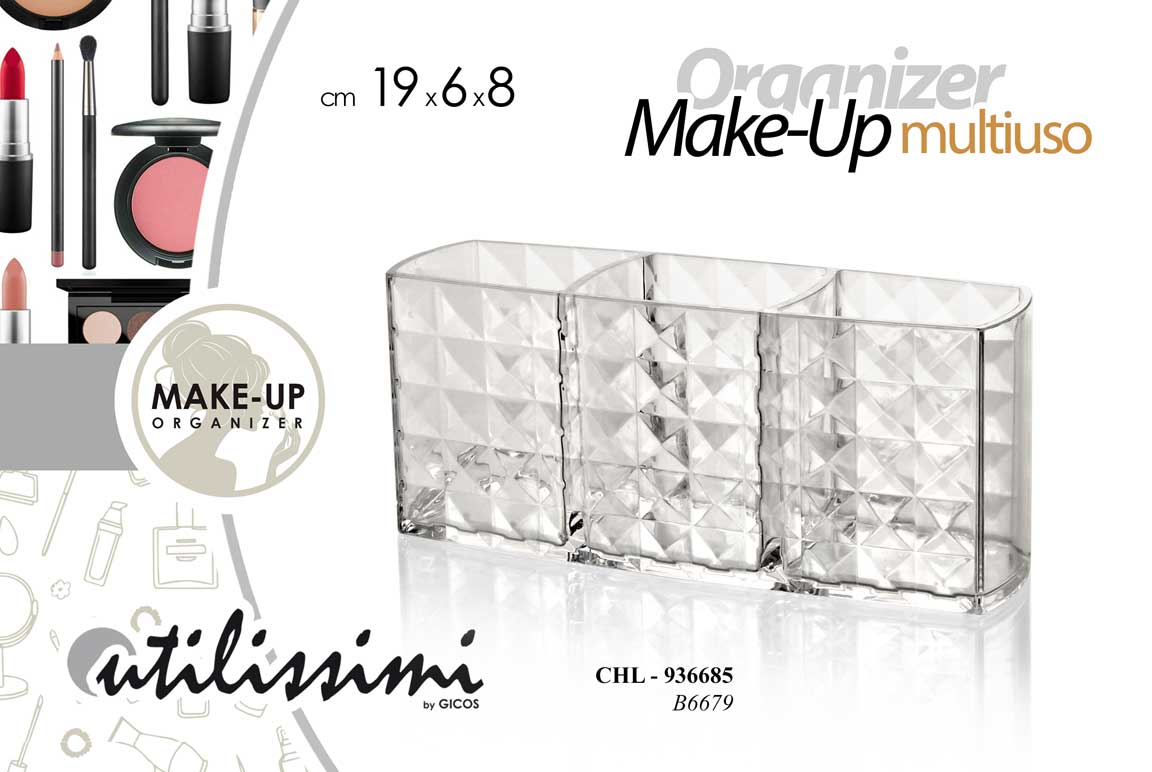 8025569936685 Organizer make up Contenitore trucchi acrilico trasparente scomparti 19*8 cm - immagine 1