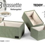 Set 3 cassette contenitori rettangolari organizer verde portaoggetti 40-35-30cm
