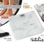 Bilancia pesapersona digitale vetro marmo bianco bagno moderna 180 KG 28x28x2 cm