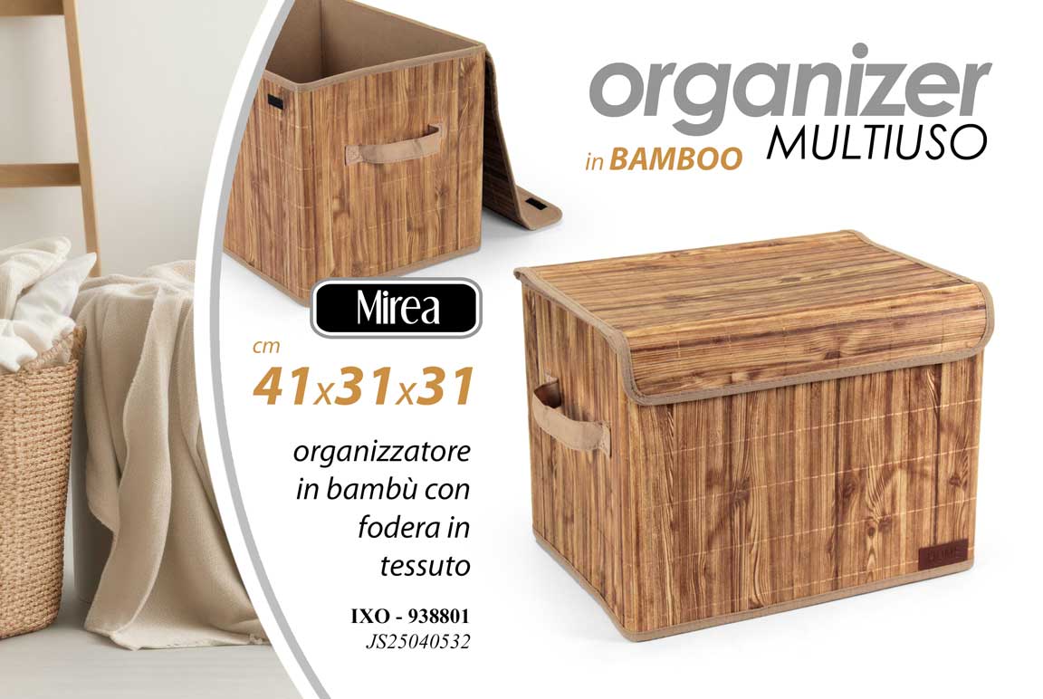 8025569938801 Cesto contenitore rettangolare coperchio organizer bagno camera moderno 41*31*31 - immagine 1