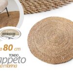 Tappeto rotondo erba marina naturale intrecciato rustico arredo moderno 80 cm