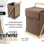 Porta biancheria legno tessuto tortora cesto panni sporchi bagno pieghevole 70cm