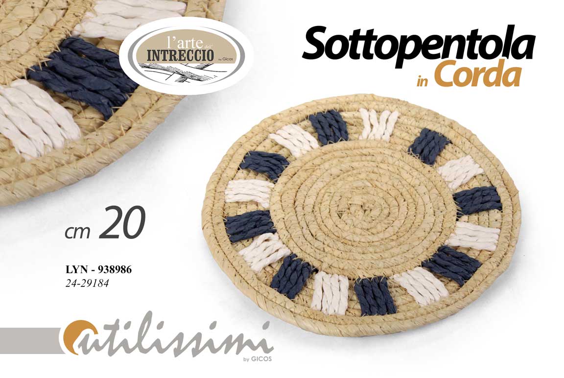 8025569938986 Sottopentola sottopiatto tondo paglia bicolore moderno cucina tavola 20 cm - immagine 1