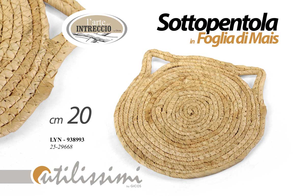 8025569938993 Sottopentola sottopiatto tondo paglia gatto moderno cucina tavola design 23x20 - immagine 1