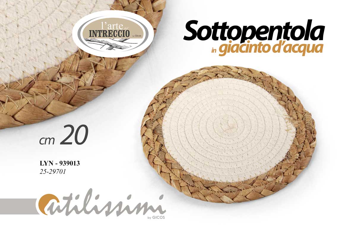 8025569939013 Sottopentola sottopiatto tondo paglia rustico bianco marrone cucina tavola 20 cm - immagine 1