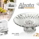 Alzata vetro trasparente tonda dolci torta centrotavola porta frutta 24x10 cm