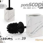 Portascopino wc water ceramica effet marmo bianco accessori bagno elegante 39 cm