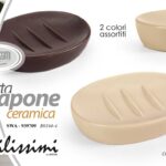 Portasapone piatto ovale ceramica accessori set bagno moderno color ass 12*9 cm