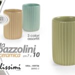 Portaspazzolini bicchiere ceramica set accessori bagno lavabo moderno ass 10 cm