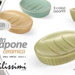 Portasapone piatto ovale ceramica accessori set bagno moderno design ass 12*9 cm