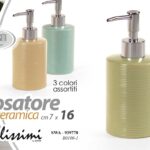 Dosatore sapone ceramica bagno moderno dispenser ricaricabile lavabo ass 16 cm