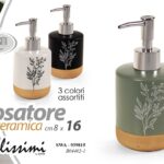 Dosatore sapone liquido dispenser ceramica set accessori bagno natura ass 16 cm