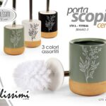 Portascopino wc water ceramica set accessori bagno deco natura color ass 38 cm