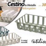 Cestino cesto metallo organizer cucina bagno salvaspazio rettangolare as 30x20x7