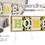 Appendino parete appendi abiti chiavi 3 ganci muro legno home limoni 37*3*22 cm