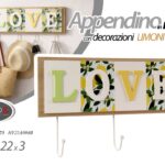 Appendino parete appendi abiti chiavi 3 ganci muro legno love limoni 37*3*22 cm