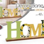 Scritta home decorazione legno limoni salotto ingresso moderno arredo 40x15x4 cm