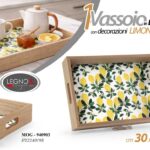 Vassoio da portata legno limoni colazione bibite cucina rettangolare 30*20*5 cm
