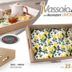 Vassoio da portata legno limoni colazione bibite cucina rettangolare 35*25*5 cm