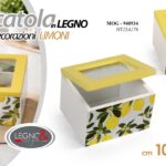 Scatola cofanetto porta bustine the tè tisane legno limoni giallo bianco 10*9*7