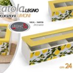 Scatola cofanetto porta bustine the tè tisane legno limoni vintage 24*8*7 cm