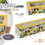 Scatola cofanetto porta bustine the tè tisane legno limoni organizer 33*10*7 cm