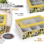 Scatola cofanetto porta bustine the tè tisane legno limoni organizer 23*17*8 cm