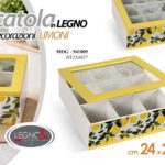 Scatola cofanetto porta bustine the tè tisane legno limoni moderno vintage 24xh8