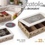 Scatola cofanetto porta bustine the te tisane 6 sc legno moderno vintage 23*17*7