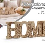Scritta HOME legno decorativa fiori soprammobile arredo casa regalo 30*2*10 cm