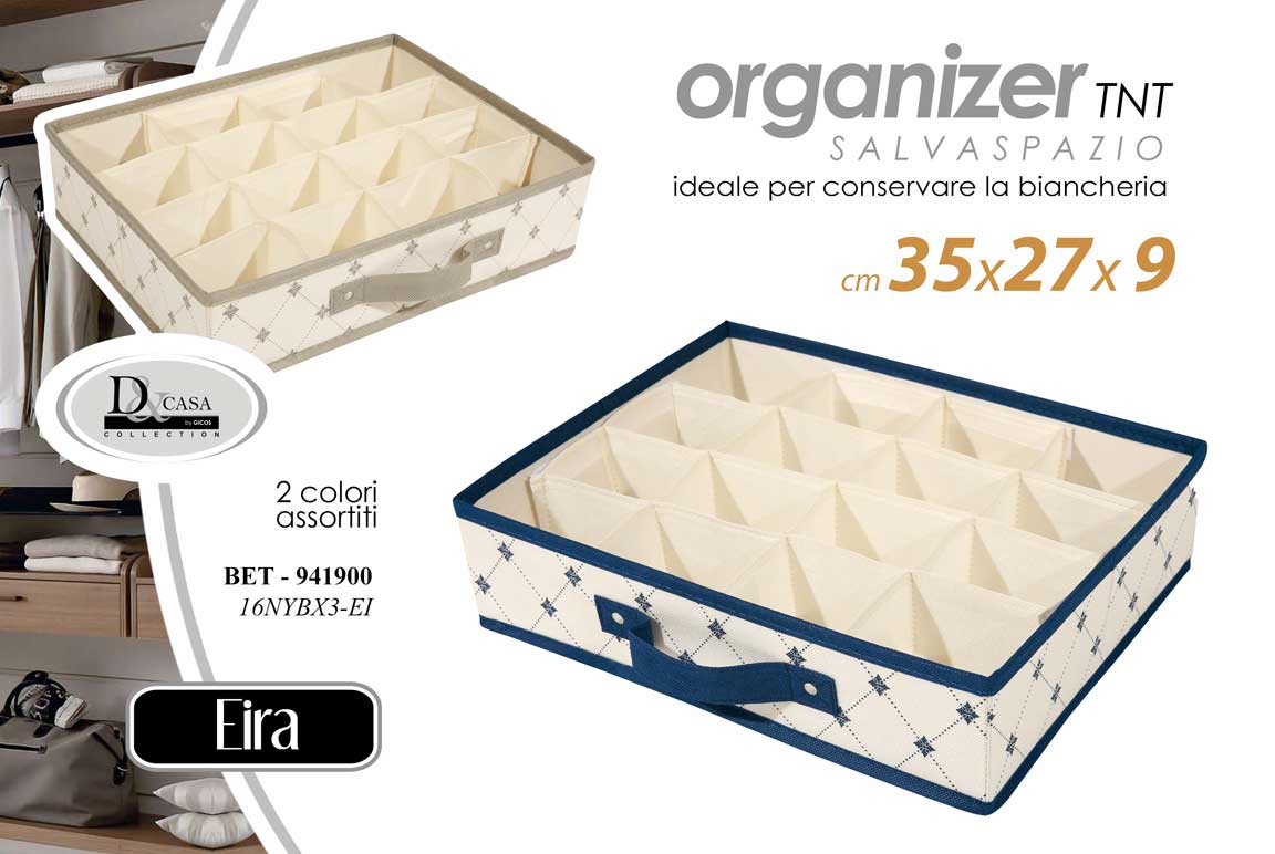 8025569941900 Organizer cassetti biancheria scomparti salvaspazio intimo calze cravatte 35*27 - immagine 1
