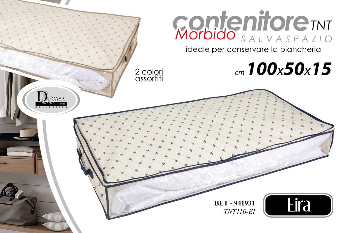 8025569941931 Contenitore morbido biancheria salvaspazio cambio stagione tnt piumoni 100*50*15 - immagine 1