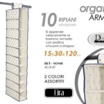 Organizer armadio bastone 10 posti salvaspazio biancheria scarpe 120*30*15 cm