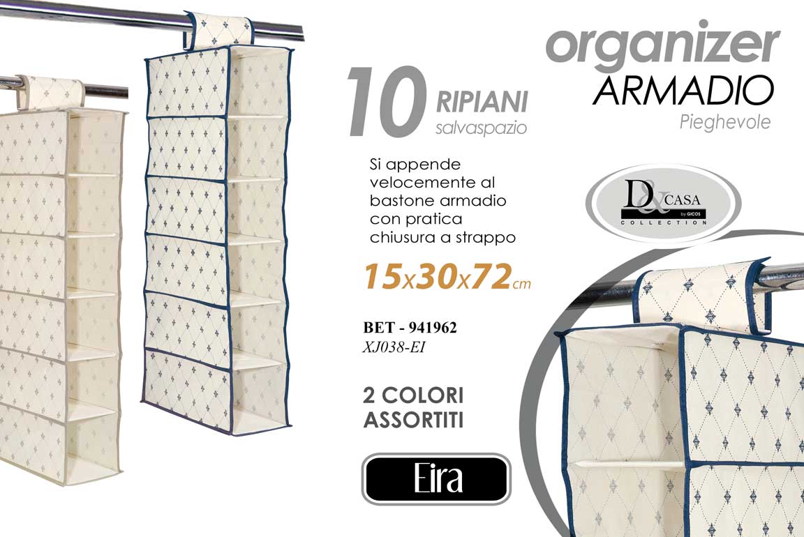 8025569941962 Organizer armadio bastone appendibile salvaspazio biancheria scarpe 72*30*15 cm - immagine 1