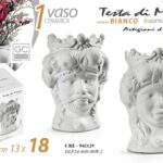 Vaso testa di moro ceramica bianco stile sicilia corona uomo donna ass 18 cm