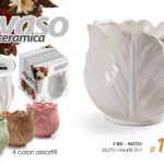 Vaso tulipano ceramica pianta fioriera fiori arredo moderno color ass 17x16 cm