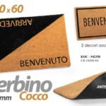 Zerbino esterno cocco naturale moderno ingresso nero antiscivolo pvc bc 60x40cm