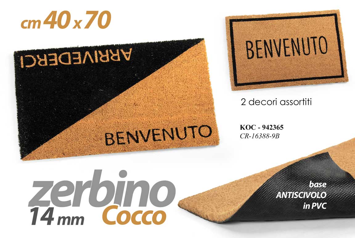 8025569942365 Zerbino esterno cocco naturale moderno ingresso nero antiscivolo pvc bc 70x40cm - immagine 1